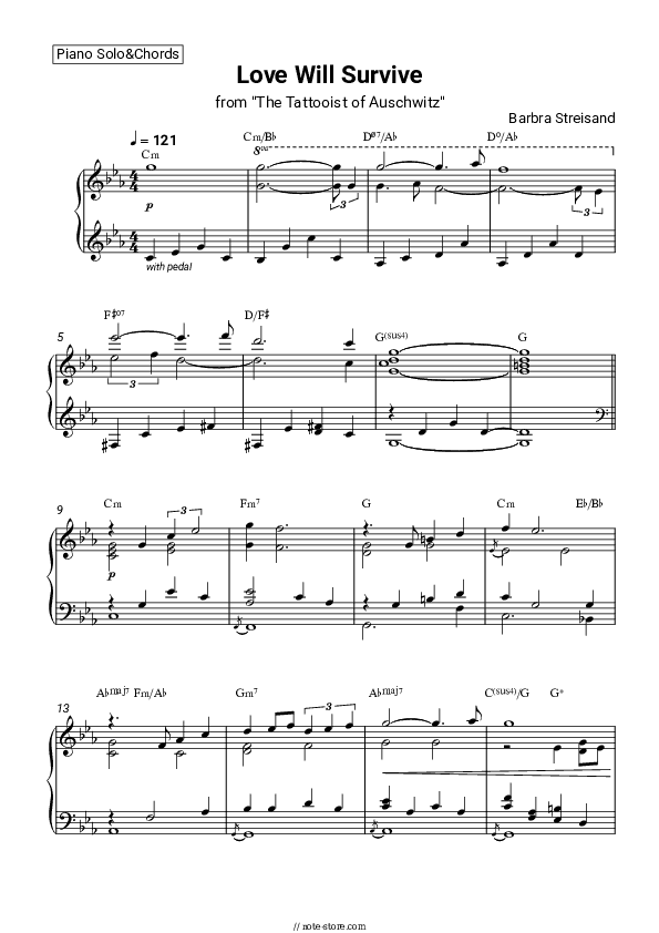 Love Will Survive - Barbra Streisand Piano Sheet Music and Chords - Piano.Solo&Chords