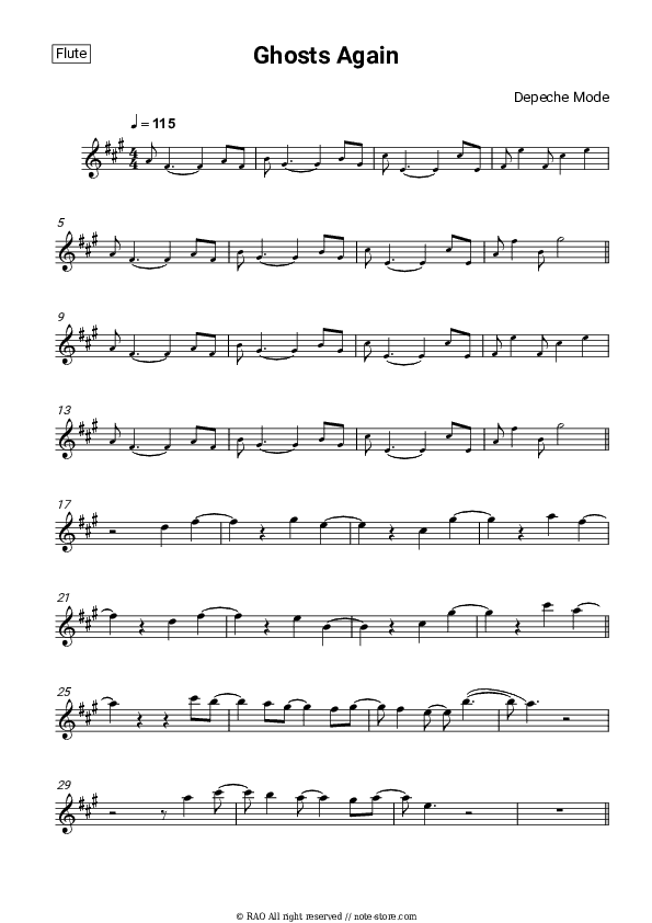 Ghosts Again - Depeche Mode Flute Sheet Music - Flute