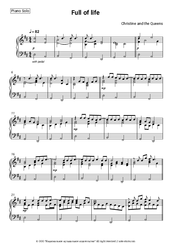 Full of life - Christine and the Queens Piano Sheet Music - Piano.Solo