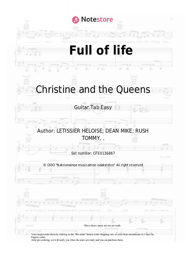 Full of life - Christine and the Queens Tabs Easy - Guitar.Tab.Easy