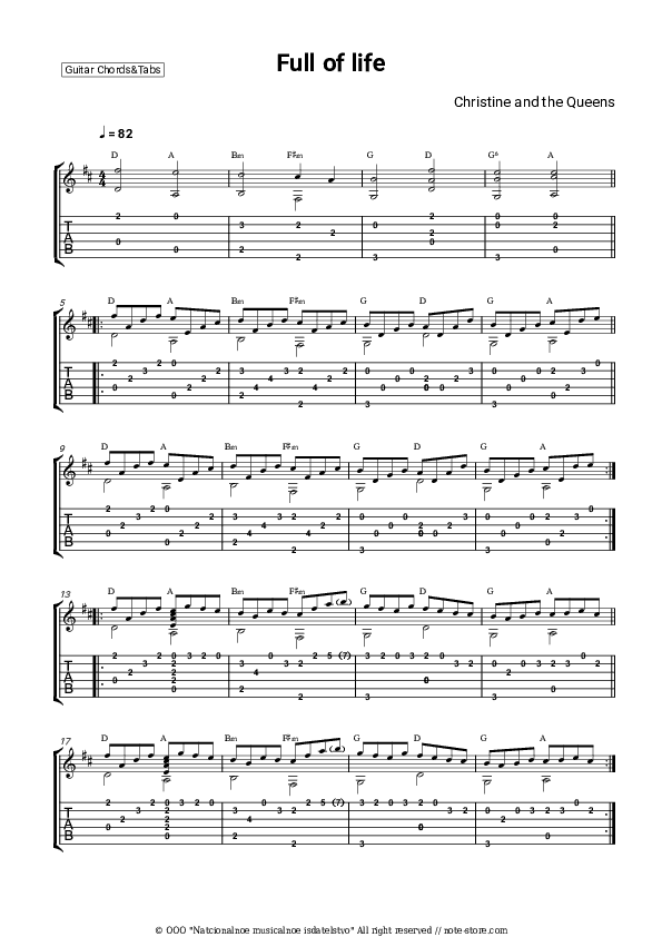 Full of life - Christine and the Queens Chords and Tabs - Guitar.Chords&Tabs