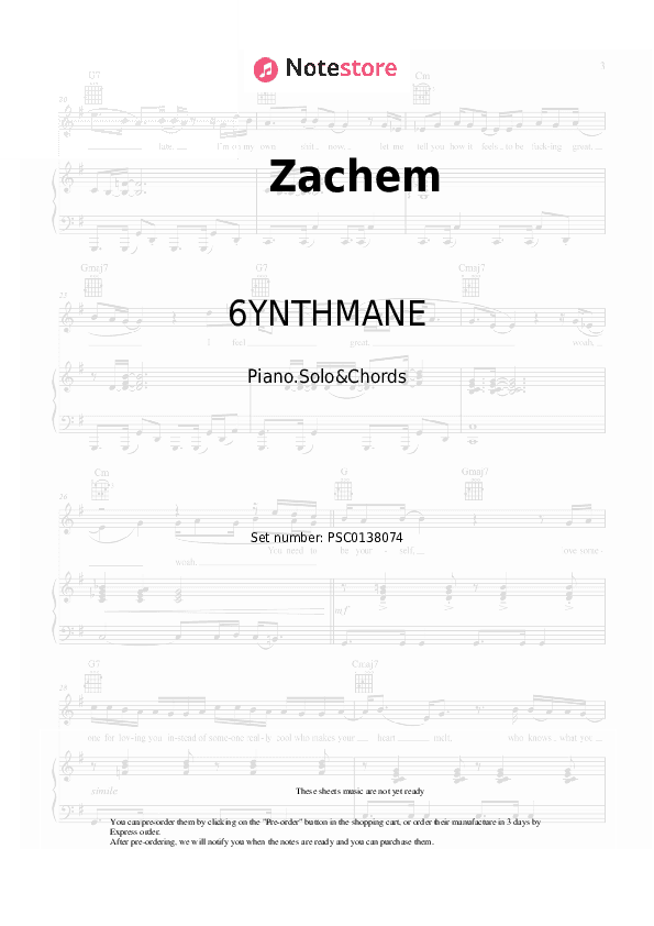 Zachem - 6YNTHMANE, 5sta Family, BAbyBoi Piano Sheet Music and Chords - Piano.Solo&Chords
