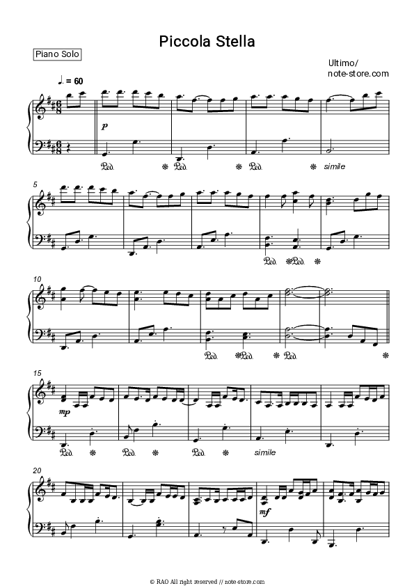 Piccola stella - Ultimo Piano Sheet Music - Piano.Solo
