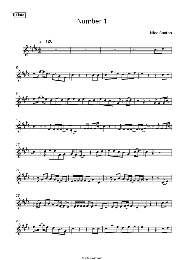 Number 1 - Nico Santos Flute Sheet Music - Flute