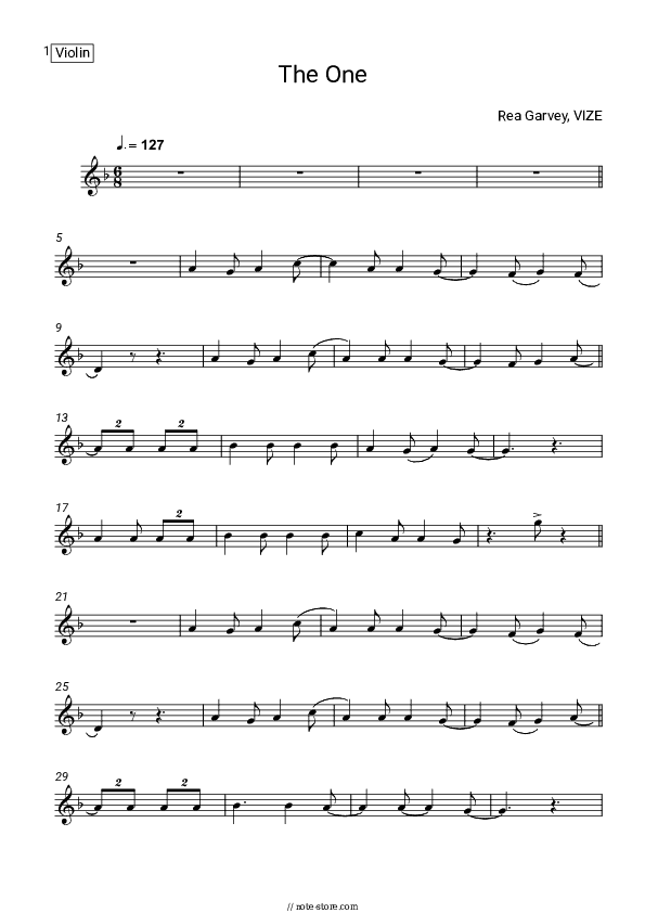 The One - Rea Garvey, VIZE Violin Sheet Music - Violin