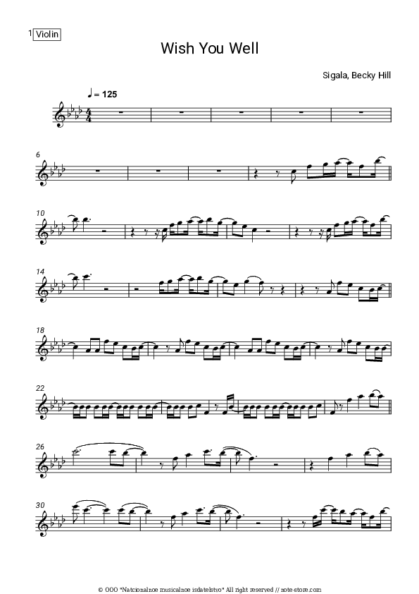 Wish You Well - Sigala, Becky Hill Violin Sheet Music - Violin