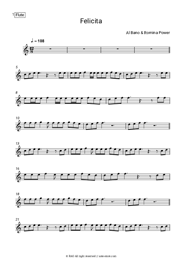 Felicita - Al Bano & Romina Power Flute Sheet Music - Flute