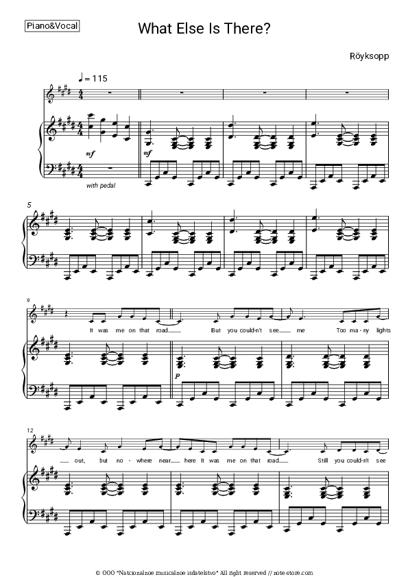 What Else Is There? - Röyksopp Piano Sheet Music with the Voice part - Piano&Vocal