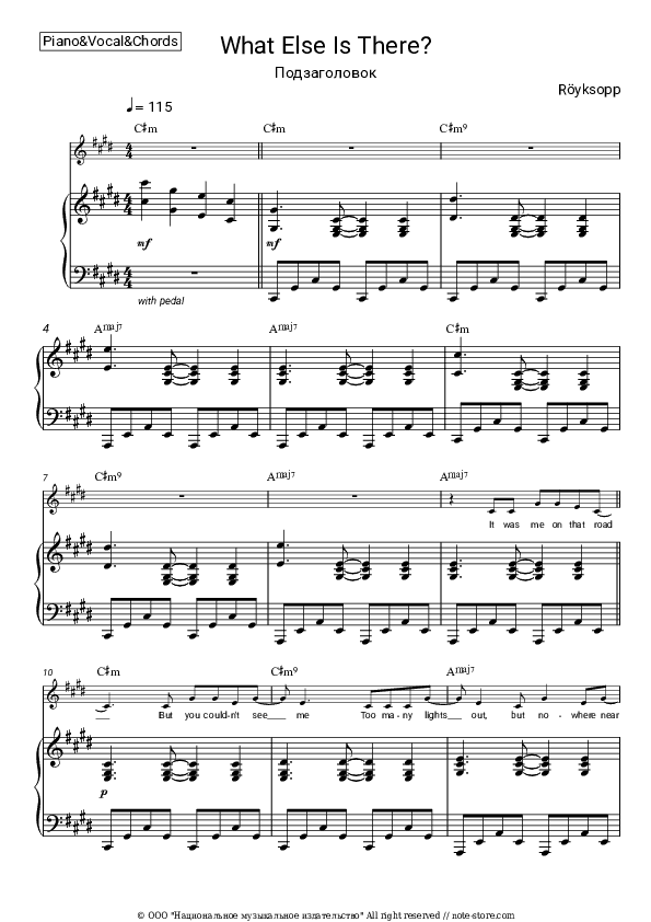 What Else Is There? - Röyksopp Piano Sheet Music with the Vocal and Chords - Piano&Vocal&Chords