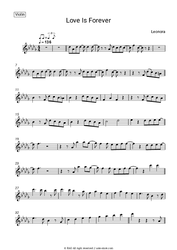 Love Is Forever - Leonora Violin Sheet Music - Violin