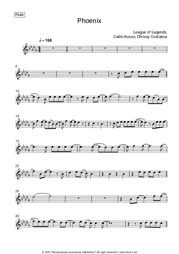 Phoenix - League of Legends, Cailin Russo, Chrissy Costanza Flute Sheet Music - Flute