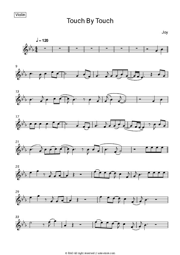 Touch By Touch - Joy Violin Sheet Music - Violin