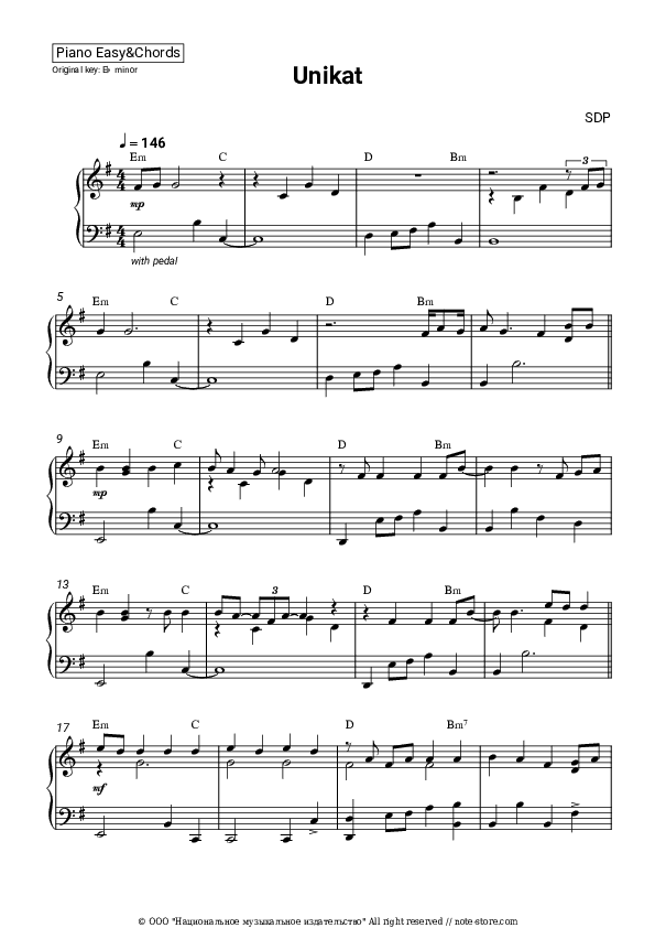 Unikat - SDP Sheet Music Easy and Chords - Piano.Easy&Chords