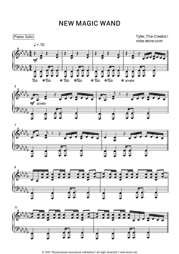 NEW MAGIC WAND - Tyler, The Creator Piano Sheet Music - Piano.Solo