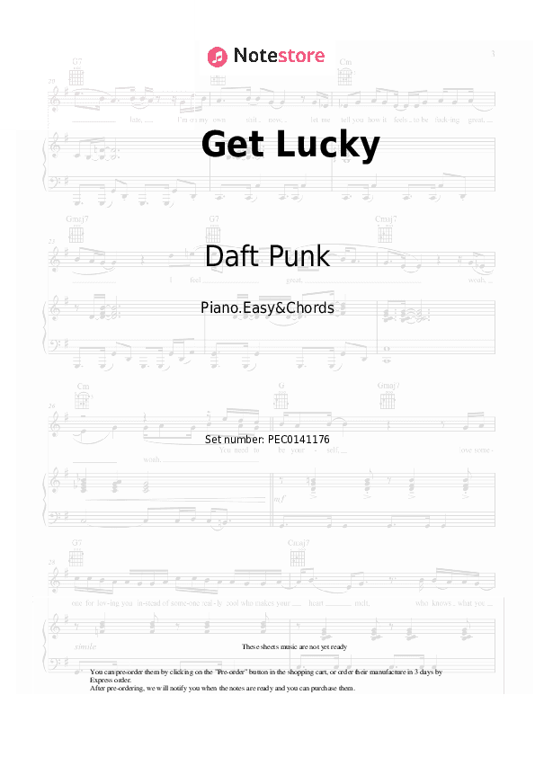 Get Lucky - Daft Punk Sheet Music Easy and Chords - Piano.Easy&Chords