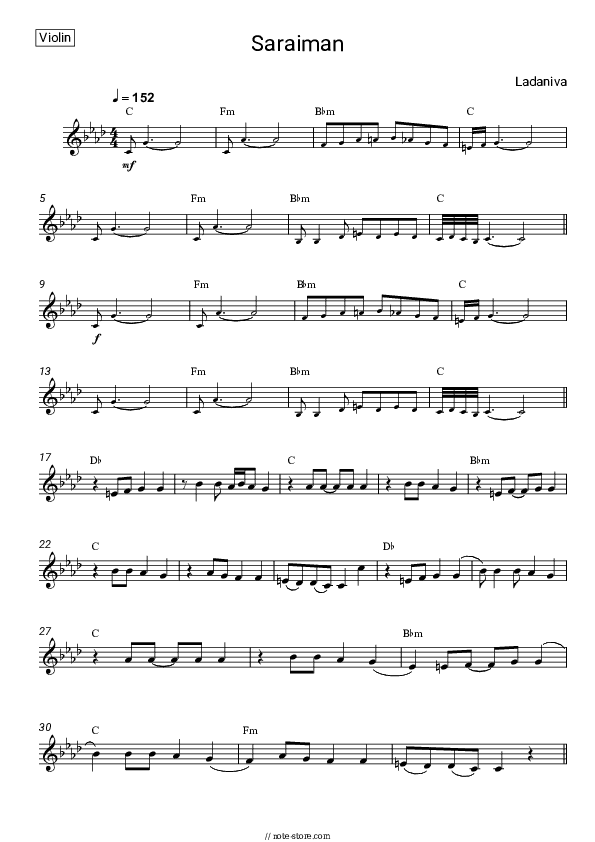 Saraiman - Ladaniva Violin Sheet Music - Violin