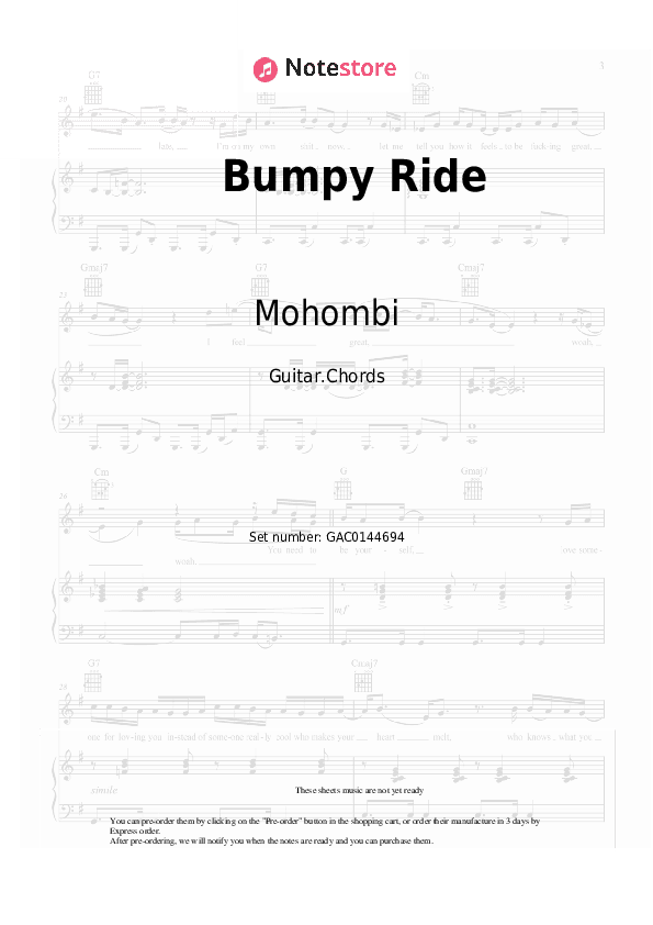 Bumpy Ride - Mohombi Chords - Guitar.Chords