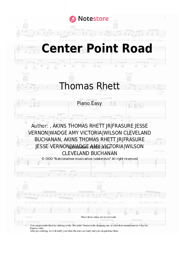 Center Point Road - Thomas Rhett, Kelsea Ballerini Piano Sheet Music Easy - Piano.Easy