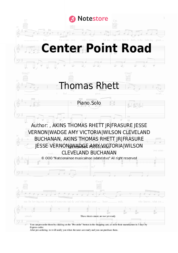 Center Point Road - Thomas Rhett, Kelsea Ballerini Piano Sheet Music - Piano.Solo