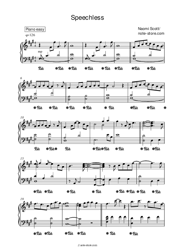 Speechless (Full, From Aladdin 2019) - Naomi Scott Piano Sheet Music Easy - Piano.Easy