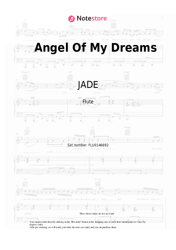 Angel Of My Dreams - JADE Flute Sheet Music - Flute