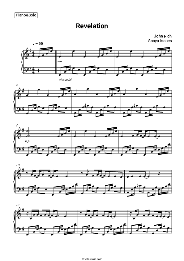 Revelation - John Rich, Sonya Isaacs Piano Sheet Music - Piano.Solo