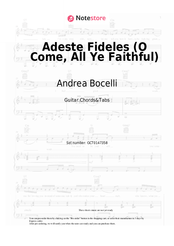 Adeste Fideles (O Come, All Ye Faithful) - Andrea Bocelli Chords and Tabs - Guitar.Chords&Tabs