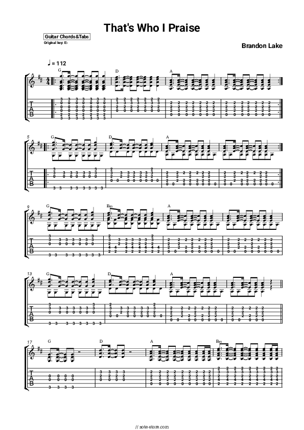That's Who I Praise - Brandon Lake Chords and Tabs - Guitar.Chords&Tabs