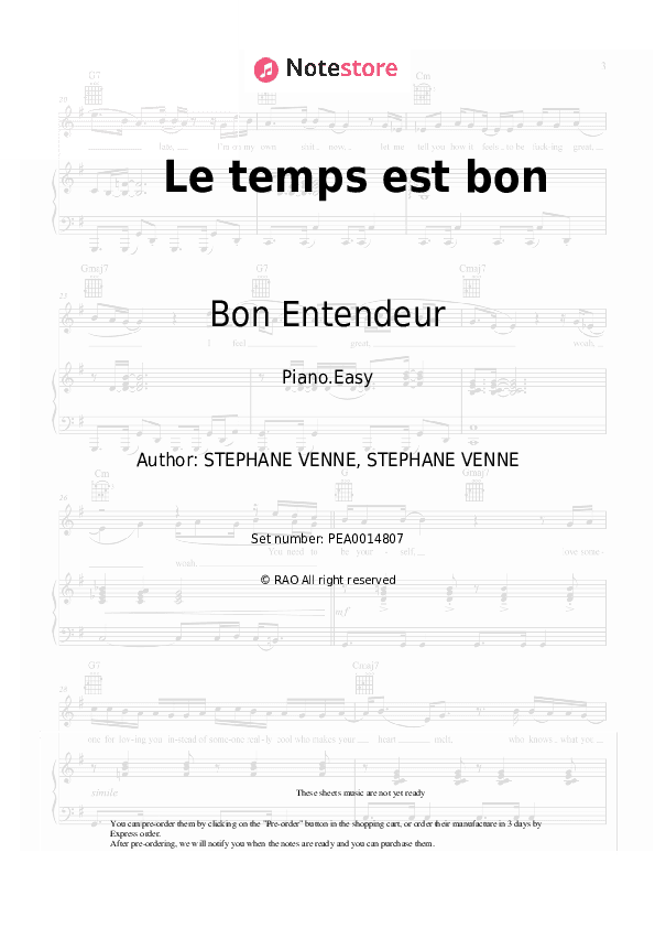 Le temps est bon - Bon Entendeur, Isabelle Pierre Piano Sheet Music Easy - Piano.Easy