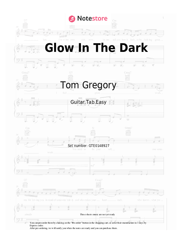 Glow In The Dark - Tom Gregory Tabs Easy - Guitar.Tab.Easy