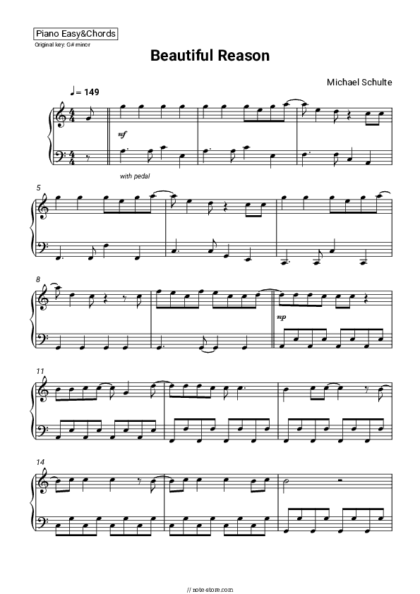 Beautiful Reason - Michael Schulte Piano Sheet Music Easy - Piano.Easy