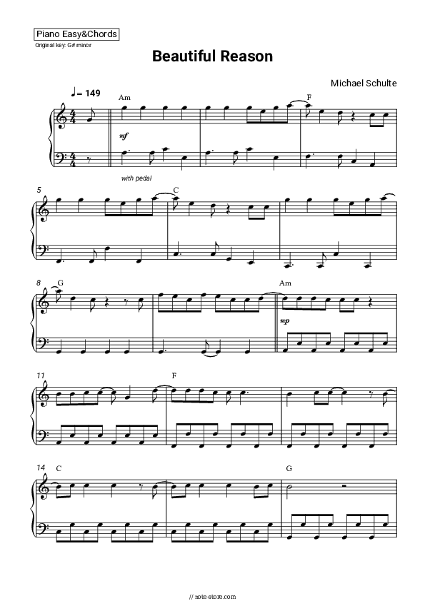 Beautiful Reason - Michael Schulte Sheet Music Easy and Chords - Piano.Easy&Chords