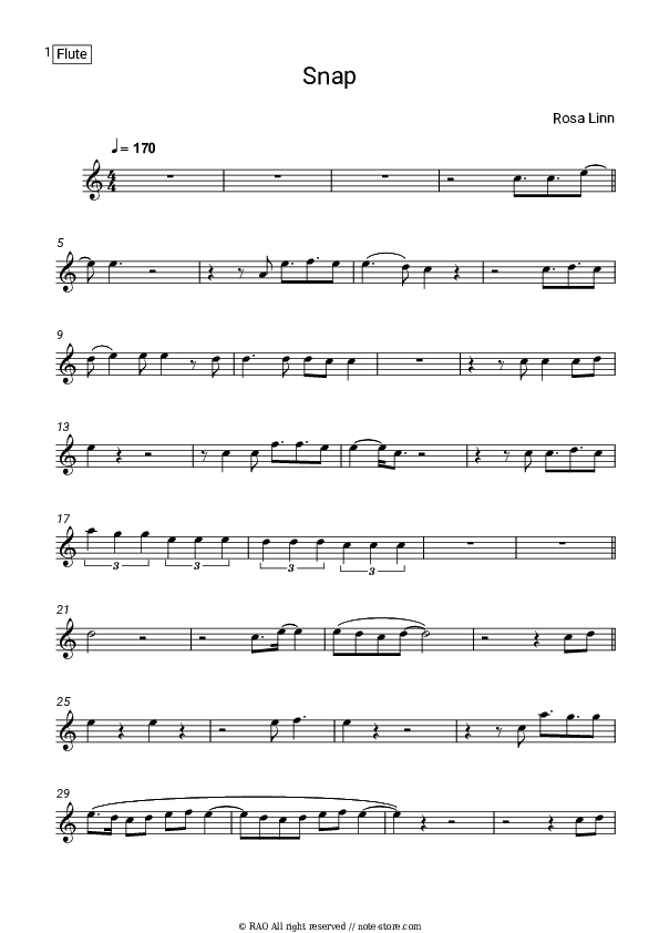 SNAP - Rosa Linn Flute Sheet Music - Flute