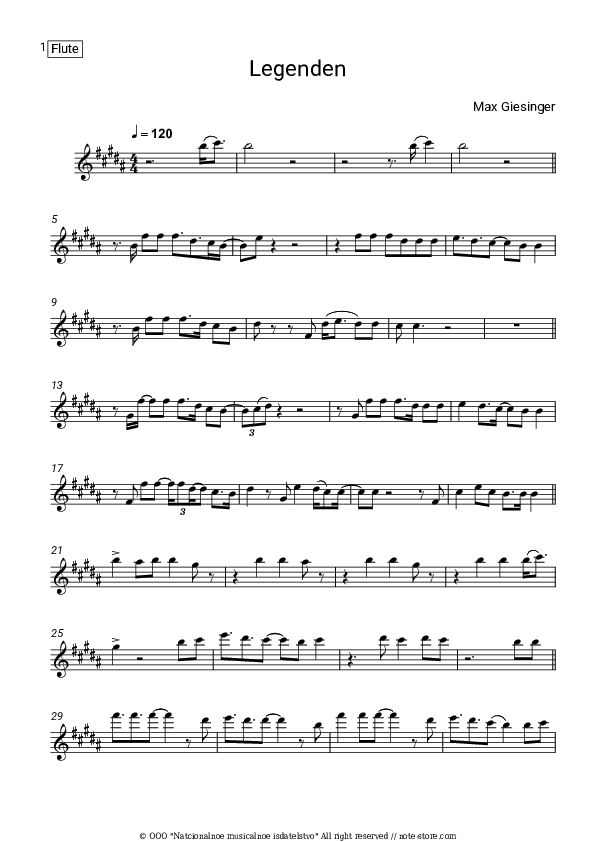 Legenden - Max Giesinger Flute Sheet Music - Flute