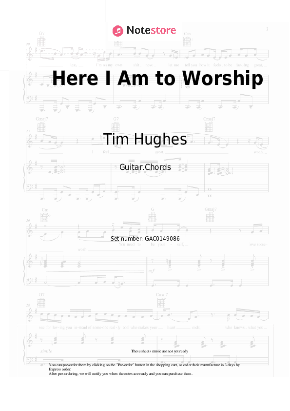 Here I Am to Worship - Tim Hughes Chords - Guitar.Chords