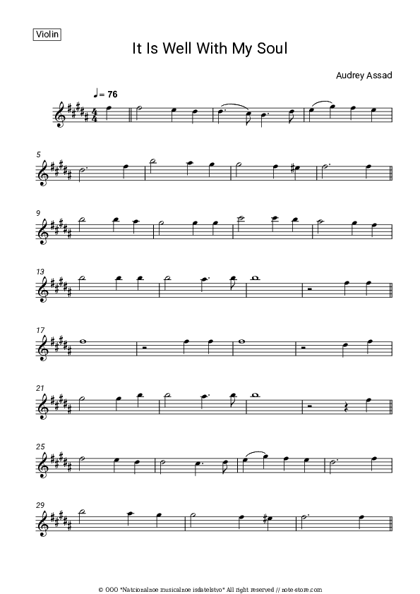 It is Well with My Soul - Audrey Assad Violin Sheet Music - Violin