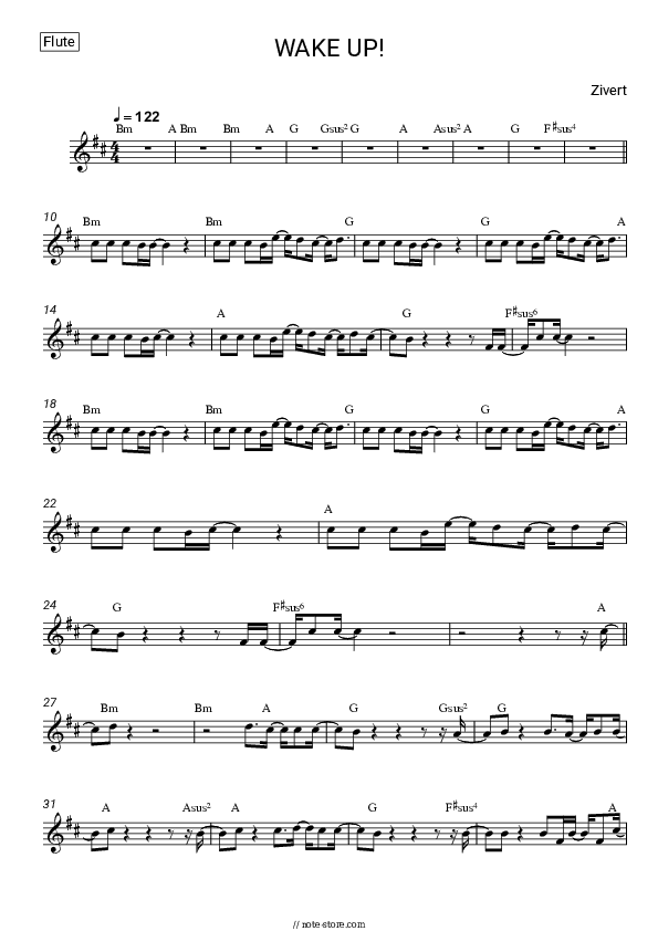 WAKE UP! - Zivert Flute Sheet Music - Flute