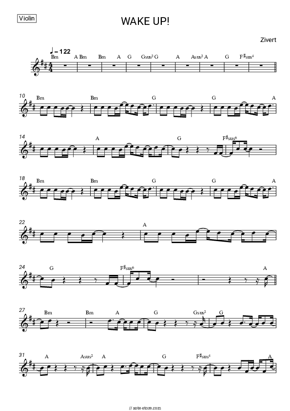 WAKE UP! - Zivert Violin Sheet Music - Violin