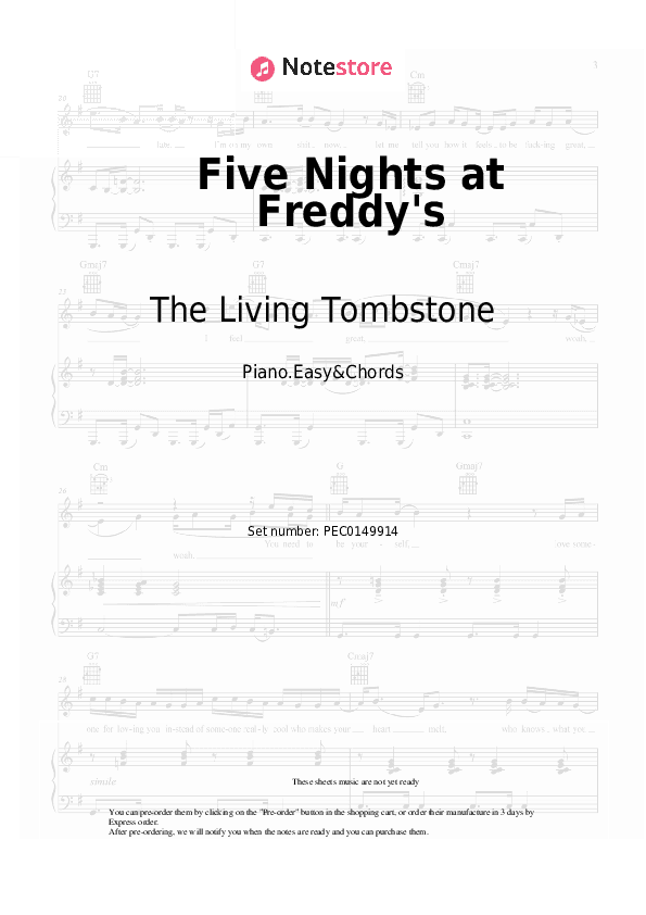 Five Nights at Freddy's - The Living Tombstone Sheet Music Easy and Chords - Piano.Easy&Chords