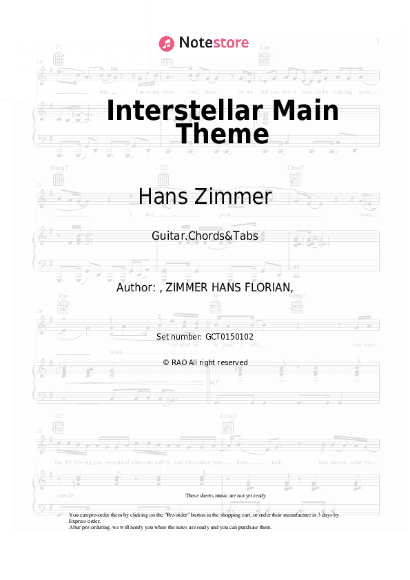 Interstellar Main Theme - Hans Zimmer Chords and Tabs - Guitar.Chords&Tabs