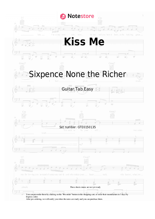 Kiss Me - Sixpence None the Richer Tabs Easy - Guitar.Tab.Easy
