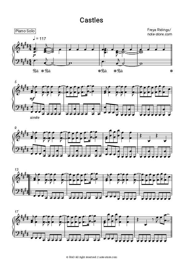 Castles - Freya Ridings Piano Sheet Music - Piano.Solo