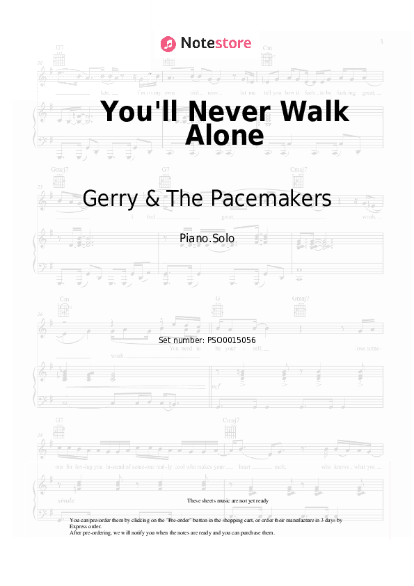 You'll Never Walk Alone - Gerry & The Pacemakers Piano Sheet Music - Piano.Solo