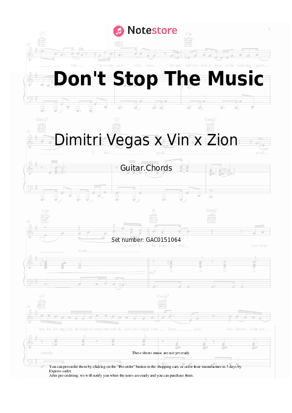 Don't Stop The Music - Dimitri Vegas x Vin x Zion Chords - Guitar.Chords