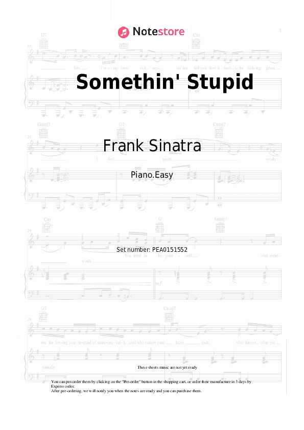 Somethin' Stupid - Frank Sinatra, Nancy Sinatra Piano Sheet Music Easy - Piano.Easy