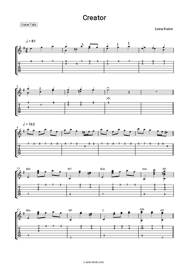 Creator (Minecraft: Tricky Trials Soundtrack) - Lena Raine Tabs - Guitar.Tabs