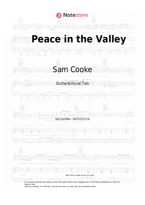 Peace in the Valley - Sam Cooke Chords and Voice - Guitar&Vocal.Tab