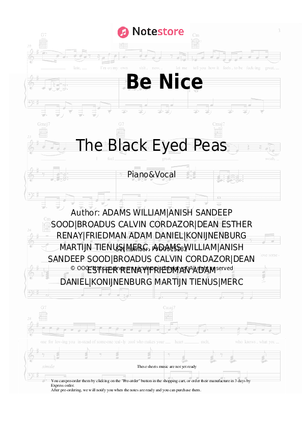 Be Nice - The Black Eyed Peas, Snoop Dogg Piano Sheet Music with the Voice part - Piano&Vocal