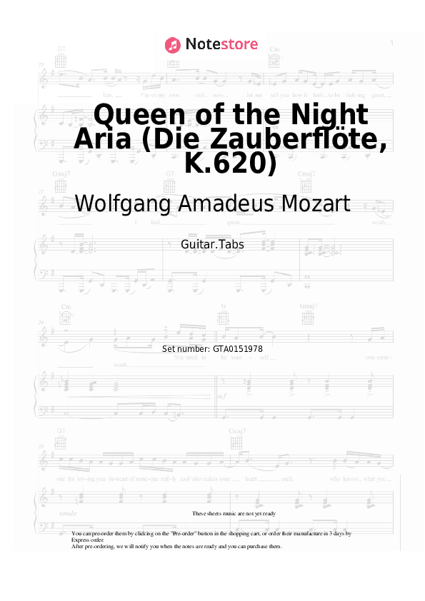 Queen of the Night Aria (Die Zauberflöte, K.620) - Wolfgang Amadeus Mozart Tabs - Guitar.Tabs