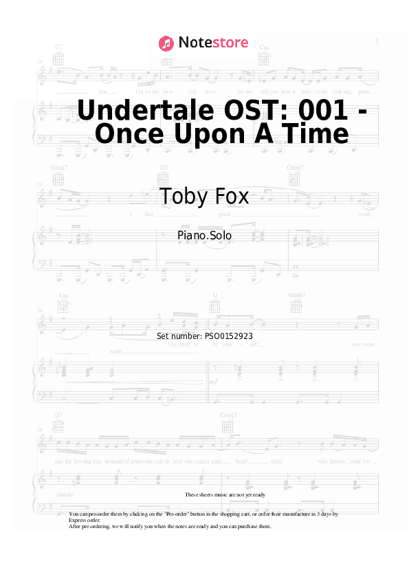 Undertale OST: 001 - Once Upon A Time - Toby Fox Piano Sheet Music - Piano.Solo